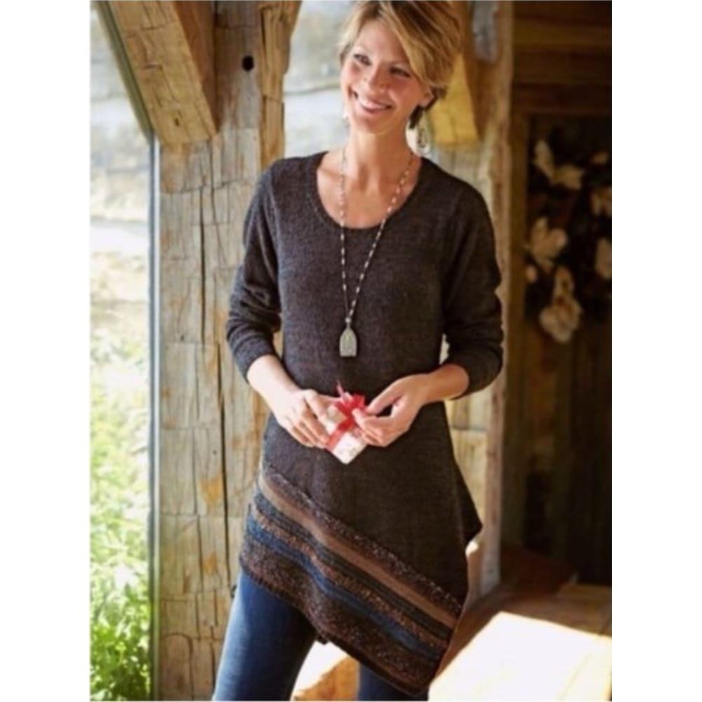 Soft Surroundings Petite Raku Tunic Midnight Blue Boucle Asymmetrical Sweater PL
